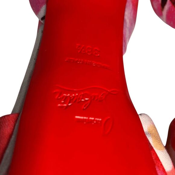 Christian Louboutin Volpi 150 Popi Heel Pink Peep Toe Fabric Pump EU 38.5 US 8.5 - Picture 7 of 10